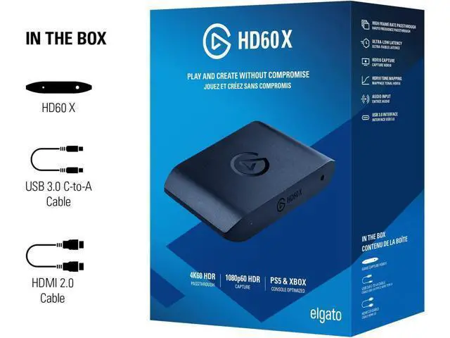 Alt view image 6 of 7 - Elgato HD60 X External Capture Card - Stream and record in 1080p60 HDR10 or 4K30 HDR10 with ultra-low latency on PS5, PS4/Pro, Xbox Series X/S, Xbox One X/S, in OBS and more, works with PC and Mac