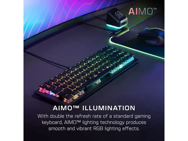 Alt view image 2 of 7 - ROCCAT USB Vulcan II Mini 65% Optical PC Gaming Keyboard with Customizable RGB Illumination, Detachable Cable, Button Duplicator, Aluminum Plate, 100M Keystroke Durability - Black