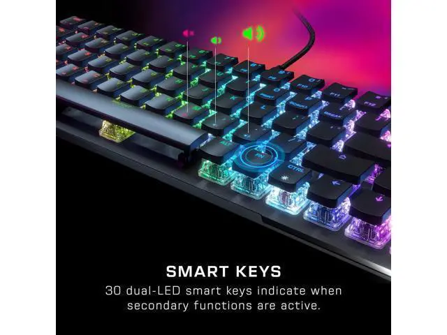 Alt view image 3 of 7 - ROCCAT USB Vulcan II Mini 65% Optical PC Gaming Keyboard with Customizable RGB Illumination, Detachable Cable, Button Duplicator, Aluminum Plate, 100M Keystroke Durability - Black
