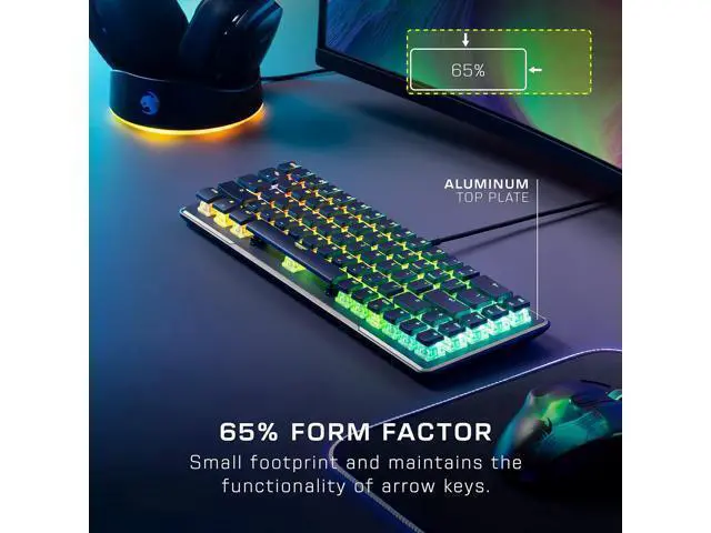 Alt view image 4 of 7 - ROCCAT USB Vulcan II Mini 65% Optical PC Gaming Keyboard with Customizable RGB Illumination, Detachable Cable, Button Duplicator, Aluminum Plate, 100M Keystroke Durability - Black