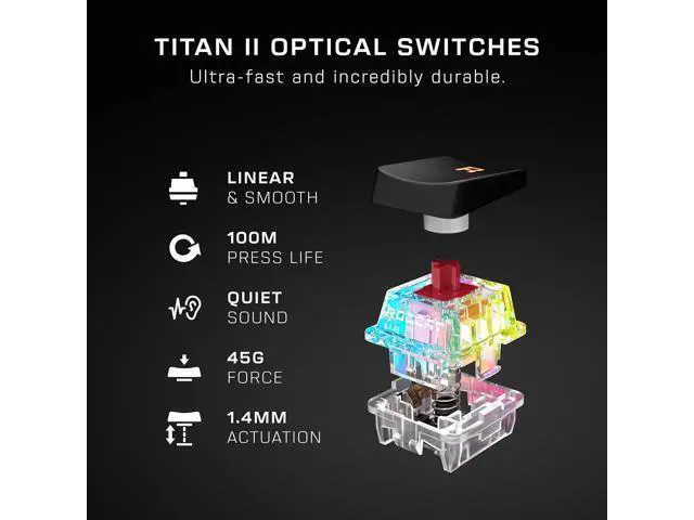 Alt view image 5 of 7 - ROCCAT USB Vulcan II Mini 65% Optical PC Gaming Keyboard with Customizable RGB Illumination, Detachable Cable, Button Duplicator, Aluminum Plate, 100M Keystroke Durability - Black