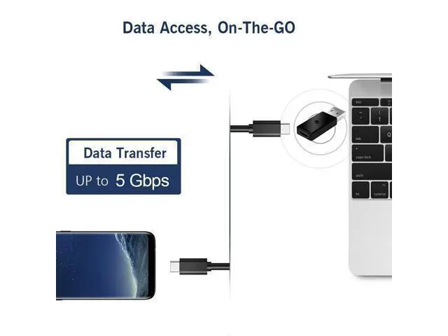 Alt view image 2 of 4 - USB 3.0 Male to USB 3.1 Type C Female Data Converter USB 3.0 to USB-C Female Adapter Port for Laptop Phone Black Converter