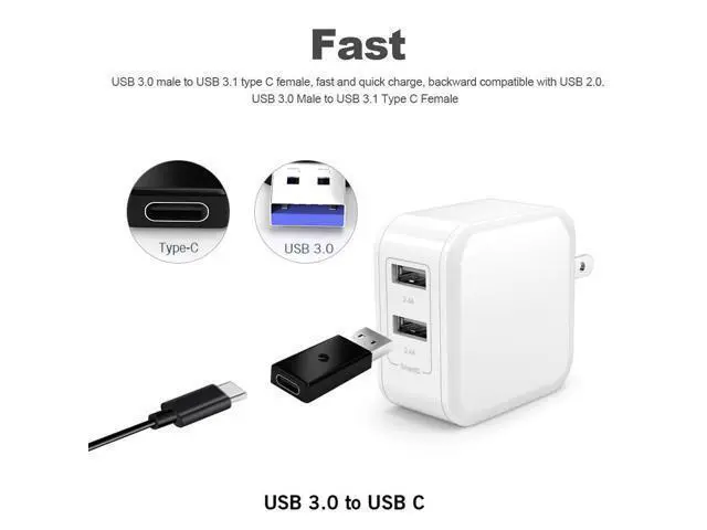 Alt view image 3 of 4 - USB 3.0 Male to USB 3.1 Type C Female Data Converter USB 3.0 to USB-C Female Adapter Port for Laptop Phone Black Converter