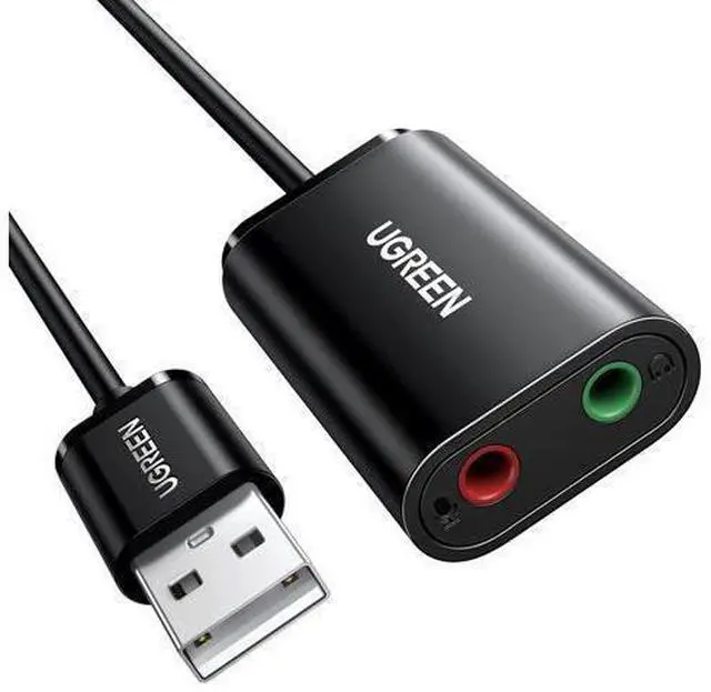 Main image of UGREEN USB to Audio Jack Sound Card Adapter with Dual TRS 3-Pole 3.5mm Headphone and Microphone USB to Aux 3.5mm External Audio Converter for Windows Mac Linux PC Laptops Desktops PS5 Switch 2