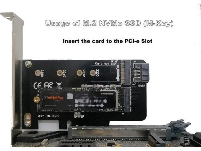 Alt view image 4 of 7 - Dual M.2 PCIE Adapter for SATA or PCIE NVMe SSD, M.2 SSD NVME (m Key) and SATA (b Key) 2280 2260 2242 2230 to PCI-e 3.0 x 4 Host Controller Expansion Card (MBkeyWithSink)