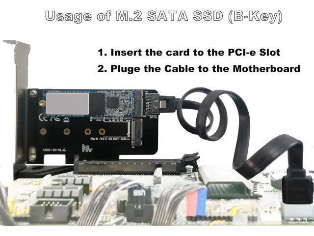 Alt view image 5 of 7 - Dual M.2 PCIE Adapter for SATA or PCIE NVMe SSD, M.2 SSD NVME (m Key) and SATA (b Key) 2280 2260 2242 2230 to PCI-e 3.0 x 4 Host Controller Expansion Card (MBkeyWithSink)