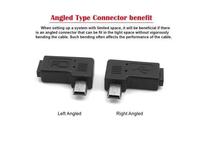 Alt view image 2 of 7 - 2 Pack Mini USB 5Pin Male to Micro USB Female 90 Degree Left & Right Angled Data Sync Power Adapter