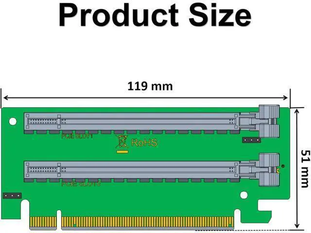 Alt view image 3 of 7 - PCI-Express 16x Riser Card 2 Slot 270-Degree R-Angle Riser Adapter, 2U Card for E5 Two-Way Server, RS44SR-2(210)