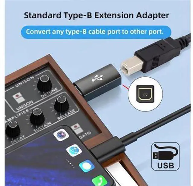 Alt view image 4 of 7 - 2pcs/lot USB 2.0 B Type Female to Mini USB & Micro Male Extension Adapter for Printer Phone Disk