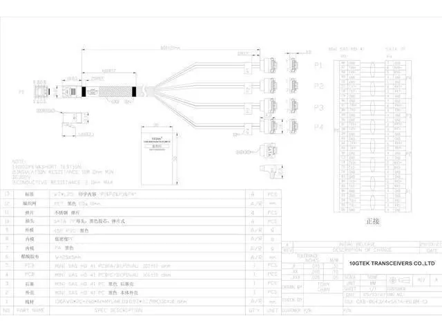Alt view image 6 of 6 - MiniSAS HD SFF-8643 Breakout to 4xSATA Cable, for Server JBOD/Storage Tray & SAS RAID Controller Compatibility, SATA Right Angle, 0.75~0.8m(2.46~2.62ft)