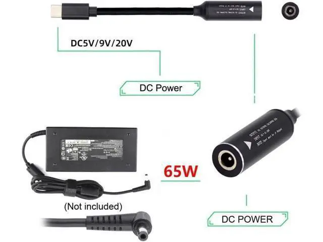 Alt view image 2 of 7 - for D-ELL/H-P DC 4.5x3.0mm (0.9mm) OEM Laptop Chargers Adapter to USB-C Charging Cable Female to Type-C Charger Power Adapter Cable for Laptops,Mobile Phones,Tablets, Rechargeables,etc