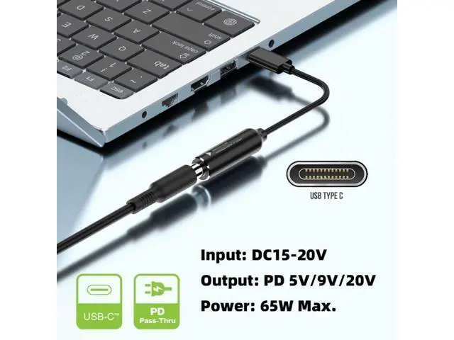 Alt view image 3 of 7 - for D-ELL/H-P DC 4.5x3.0mm (0.9mm) OEM Laptop Chargers Adapter to USB-C Charging Cable Female to Type-C Charger Power Adapter Cable for Laptops,Mobile Phones,Tablets, Rechargeables,etc