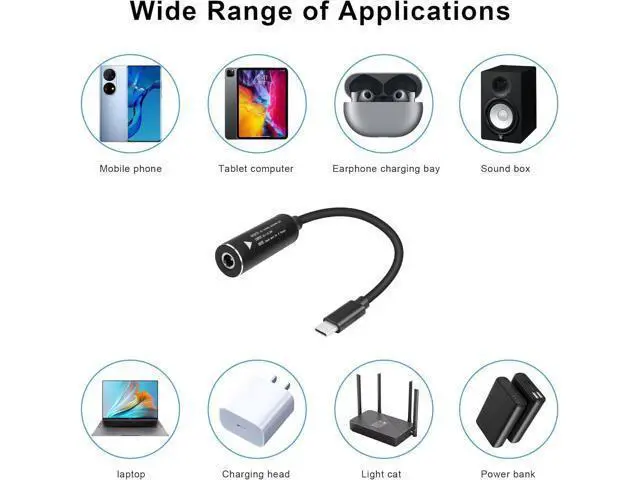 Alt view image 6 of 7 - for D-ELL/H-P DC 4.5x3.0mm (0.9mm) OEM Laptop Chargers Adapter to USB-C Charging Cable Female to Type-C Charger Power Adapter Cable for Laptops,Mobile Phones,Tablets, Rechargeables,etc