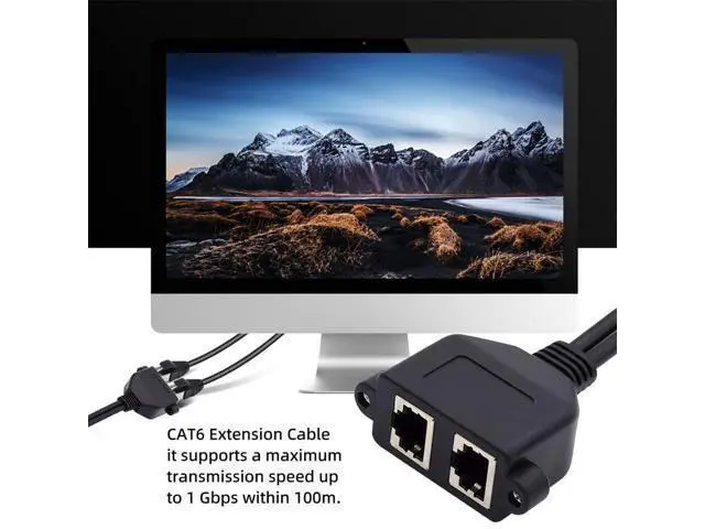Alt view image 3 of 7 - Dual Ports UTP Cat6 Male to Female LAN Ethernet Network Extension Cable 8P8C FTP STP with Panel Mount Holes