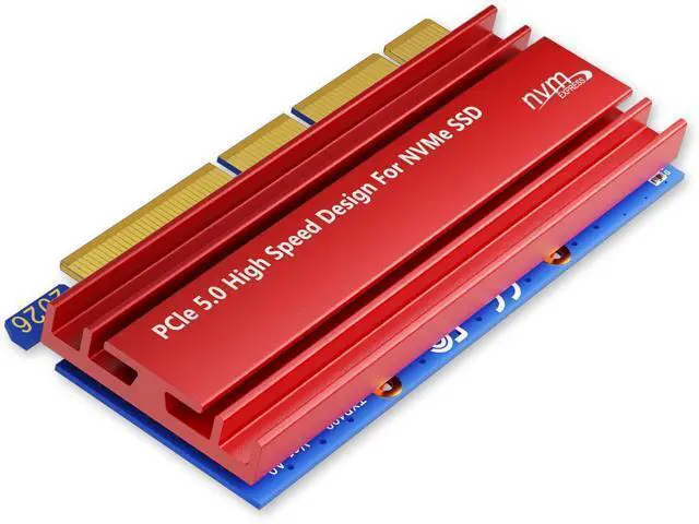 Alt view image 2 of 7 - PCIe5.0 X16/X8/X4 to M.2 NVMe SSD Adapter with Aluminum Heatsink, Easy Install, Supports 2230/2242/2260/2280, Not Compatible with SATA or PCIe X1 Slots
