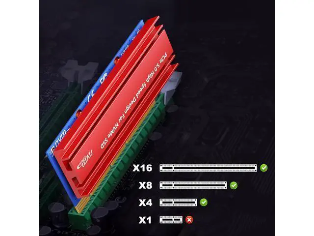 Alt view image 5 of 7 - PCIe5.0 X16/X8/X4 to M.2 NVMe SSD Adapter with Aluminum Heatsink, Easy Install, Supports 2230/2242/2260/2280, Not Compatible with SATA or PCIe X1 Slots