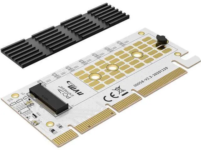 Main image of M.2 NVMe SSD to PCIe 4.0 X4 X8 X16 Adapter Card with Aluminum Heatsink Max 64Gbps, Expansion Card for M.2 PCIe NVMe/AHCI M-Key B+M Key 2280 2260 2242 2230 SSD, Tool Free