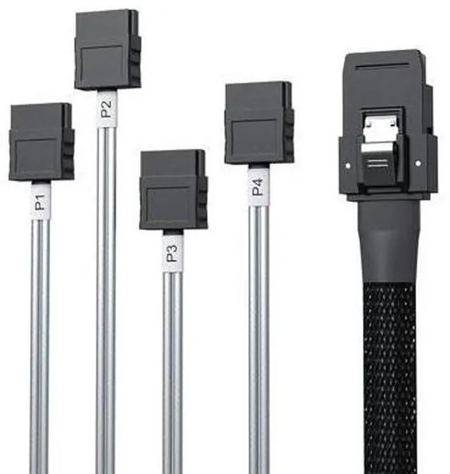 Main image of MiniSAS SFF-8087 Fan-Out Cable Breakout to 4xSATA, 6Gbps High-Speed Cable for RAID Controllers, Servers & Storage Enclosures, 0.5-m(1.6ft)