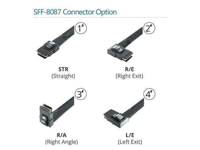 Alt view image 7 of 7 - MiniSAS SFF-8087 Fan-Out Cable Breakout to 4xSATA, 6Gbps High-Speed Cable for RAID Controllers, Servers & Storage Enclosures, 0.5-m(1.6ft)