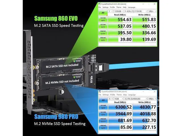 Alt view image 4 of 7 - PA12 M.2 PCIe Adapter for One M.2 NVMe SSD and One M.2 SATA SSD