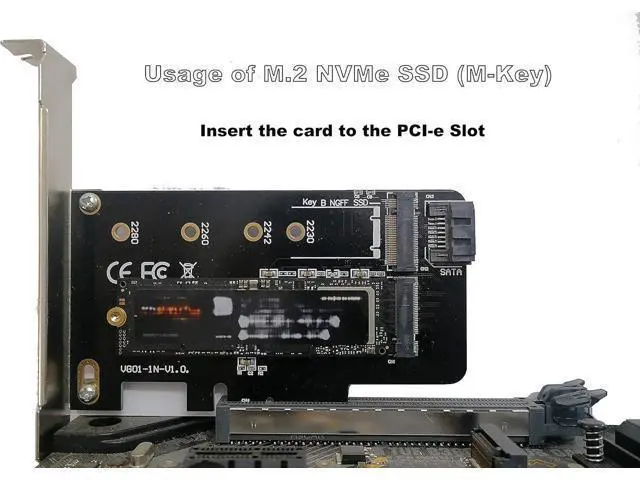 Alt view image 5 of 6 - PCIe Adapter for One M.2 NVMe Mkey and One SATA Bkey SSD, PCI-e 4.0 X4 Card Supports NGFF M2 M-Key or B-Key (M+B) SSD of Length 2280,2260,2242,2230, PCIe NVMe Adapter with SATA 3.0 Cable