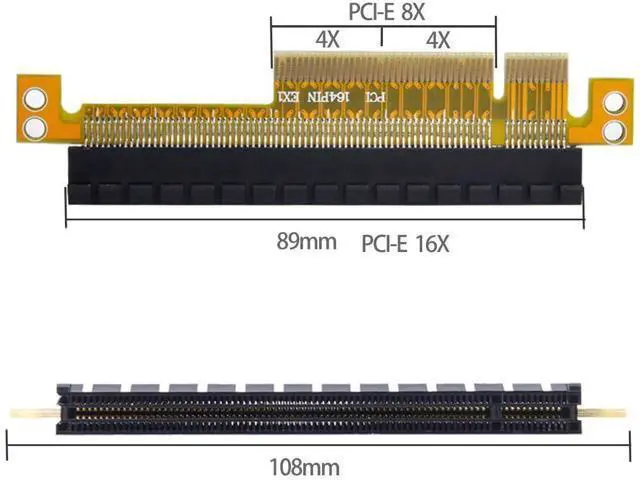 Alt view image 4 of 5 - PCI-E Express 8X to 16x Extender Converter Riser Card Adapter Male to Female Extension