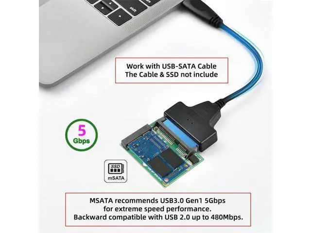 Alt view image 7 of 7 - 50Pin mSATA 3050 SSD Low Profile 5x3cm to 2.5" SATA 3.0 22Pin Disk Adapter Converter 6Gbps PCBA