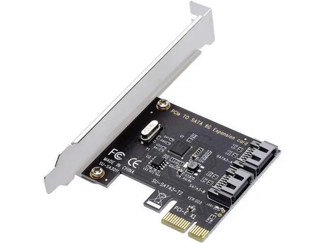 Alt view image 2 of 7 - PCI Express 3.0 (2-Port) Controller Card, PCIe to SATA III 6Gb/s Converter, Supports SSD and HDD, Includes Bracket and 2 SATA Cables