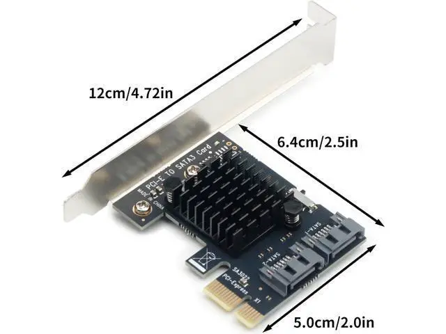 Alt view image 5 of 7 - PCIe to Dual SATA III Adapter Card - 6Gbps Hot Swap SATA Expansion for HDD/SSD, Windows/Mac/Linux with Low-Profile Bracket