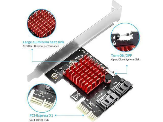 Alt view image 2 of 7 - PCIE SATA Expansion Card 2 Port PCIE to SATA Card 6Gbps SATA 3.0 Controller PCI Express X1 Expansion Card with Low Profile Bracket for Desktop PC Support SSD HDD