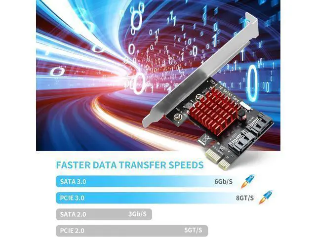 Alt view image 3 of 7 - PCIE SATA Expansion Card 2 Port PCIE to SATA Card 6Gbps SATA 3.0 Controller PCI Express X1 Expansion Card with Low Profile Bracket for Desktop PC Support SSD HDD