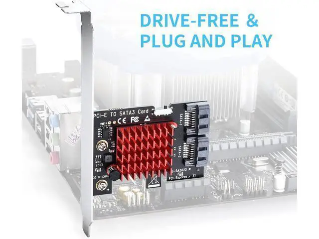 Alt view image 6 of 7 - PCIE SATA Expansion Card 2 Port PCIE to SATA Card 6Gbps SATA 3.0 Controller PCI Express X1 Expansion Card with Low Profile Bracket for Desktop PC Support SSD HDD