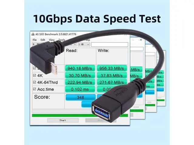 Alt view image 2 of 7 - USB-C USB 3.1 Type-C Male to USB 3.0-A Female 10Gbps OTG Data Power Cable Up Down Angled