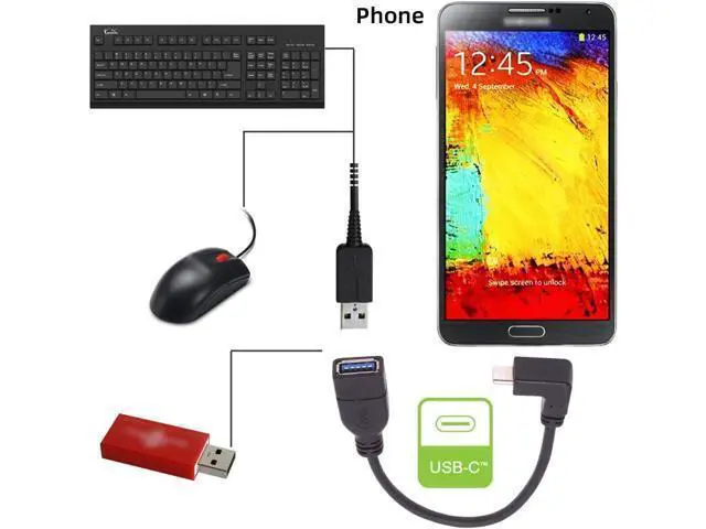 Alt view image 5 of 7 - USB-C USB 3.1 Type-C Male to USB 3.0-A Female 10Gbps OTG Data Power Cable Up Down Angled