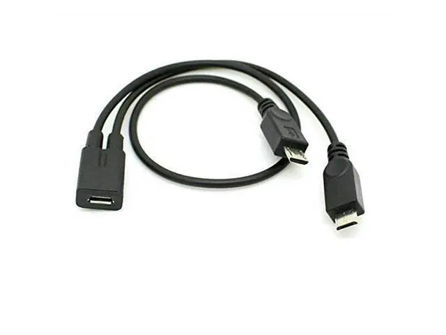 Alt view image 2 of 7 - Micro USB Female 1 to 2 Y Splitter Cable,Micro USB 1 to 2 Charging Extension Cable Supports Charging Two Devices at The Same Time