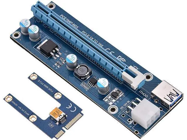Alt view image 7 of 7 - Richer-R Mini PCI-E to PCI Express 16x Extender, Riser Adapter with SATA Power Cord for Video Card Mining, USB, Linux, Personal Computer, Laptop