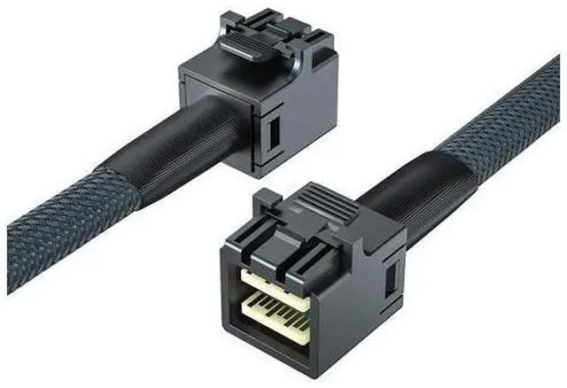 Main image of SFF-8643 to SFF-8643 12G Internal Mini SAS HD Cable, with Sideband, for NVMe Backplane/RAID Card, Hot-Swap & SATA Compatibility, 100-Ohm, 0.75~0.8m(2.46~2.62ft)