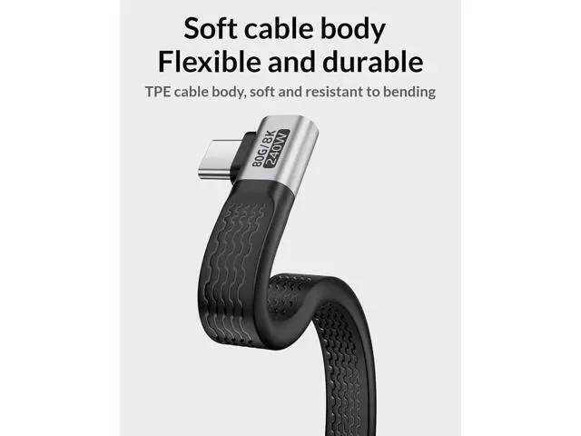 Alt view image 5 of 7 - 90 Degree USB4 Cable Short 5in,Right Angle 240W Fast Charging USB C Cable