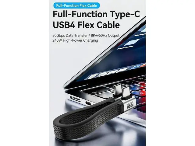 Alt view image 3 of 7 - 90 Degree USB4 Cable Short 5in,Right Angle 240W Fast Charging USB C Cable