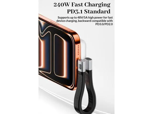 Alt view image 4 of 7 - 90 Degree USB4 Cable Short 5in,Right Angle 240W Fast Charging USB C Cable