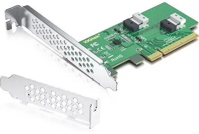 Main image of u200cPCIe 4.0 x8 to Daul SFF-8654 4i U.2 NVMe SSD Adapter - SlimSAS Compatible, Full/Low Profile Brackets, No SAS/SATA Support\u200c