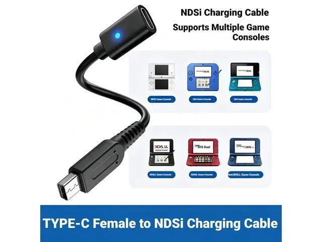 Alt view image 3 of 5 - 2 Pack USB C Charging Cable Adapter for 3DS/3DS XL/3DS LL/2DS/DSi/DSi XL/2DS XL/New 2DS LL (USB+Type C Cord, Black)