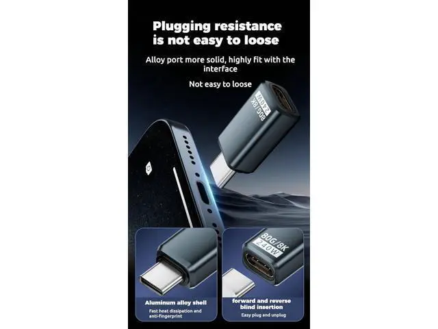 Alt view image 4 of 7 - USB C Extender Adapter, 80Gbps Data USB C Male to Female Extension Adapter