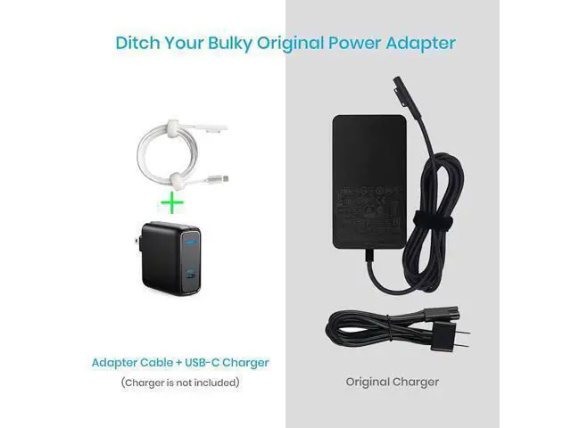 Alt view image 5 of 5 - USB-C to Surface Pro Fast Charging Adapter White Type-c Cable