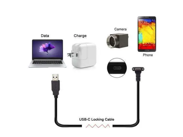 Alt view image 5 of 7 - USB 3.0 to USB C 90 Degree Angled Data Cable with Panel Mount Screw for Industrial Camera 6.56FT/2.0M
