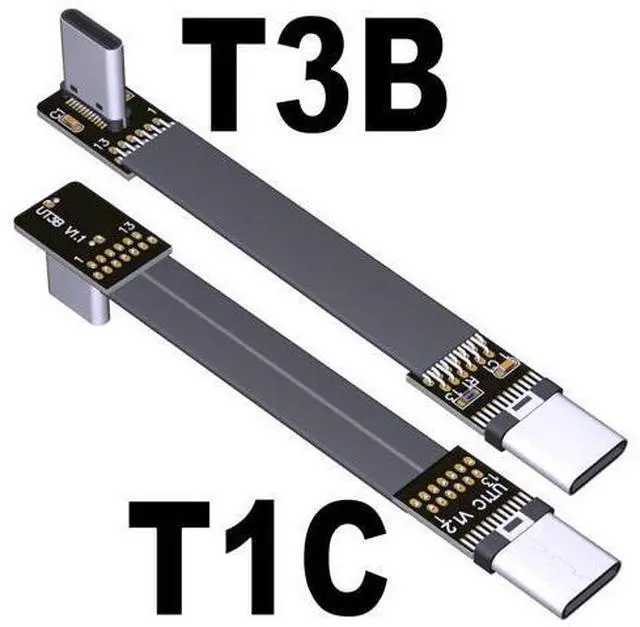 Alt view image 4 of 7 - USB 3.1 Type-C Male to Type-C Male Flat Cable (10cm, T1C-T2B)
