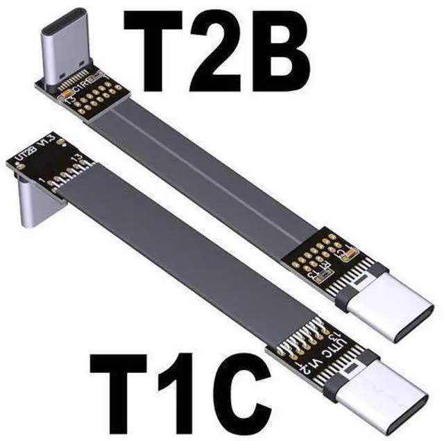 Alt view image 3 of 7 - USB 3.1 Type-C Male to Type-C Male Flat Cable (10cm, T1C-T2B)