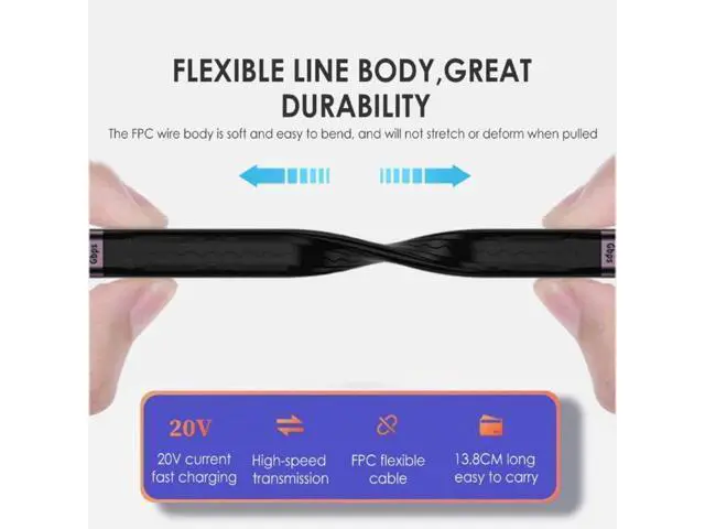 Alt view image 2 of 7 - Short USB to USB Cable 5inch, 100W PD Fast Charging, 10Gbps Data Transfer, USB C to USB C Short Cable, Thunderbolt 3 for iPhone 17, MacBook, Android Auto, External SSD and More Type-C Devices