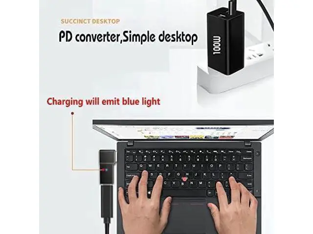 Alt view image 5 of 7 - USB C to DC Tip Adapter, 100W PD Power ThinkPad Laptop Charging Cable