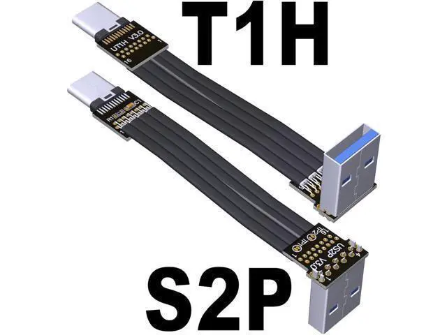 Alt view image 2 of 4 - ADT-Link USB 3.1 Type-A Male to Type-C Male Flat Extension Cable Metal Shield (25cm, S2P-T1H)
